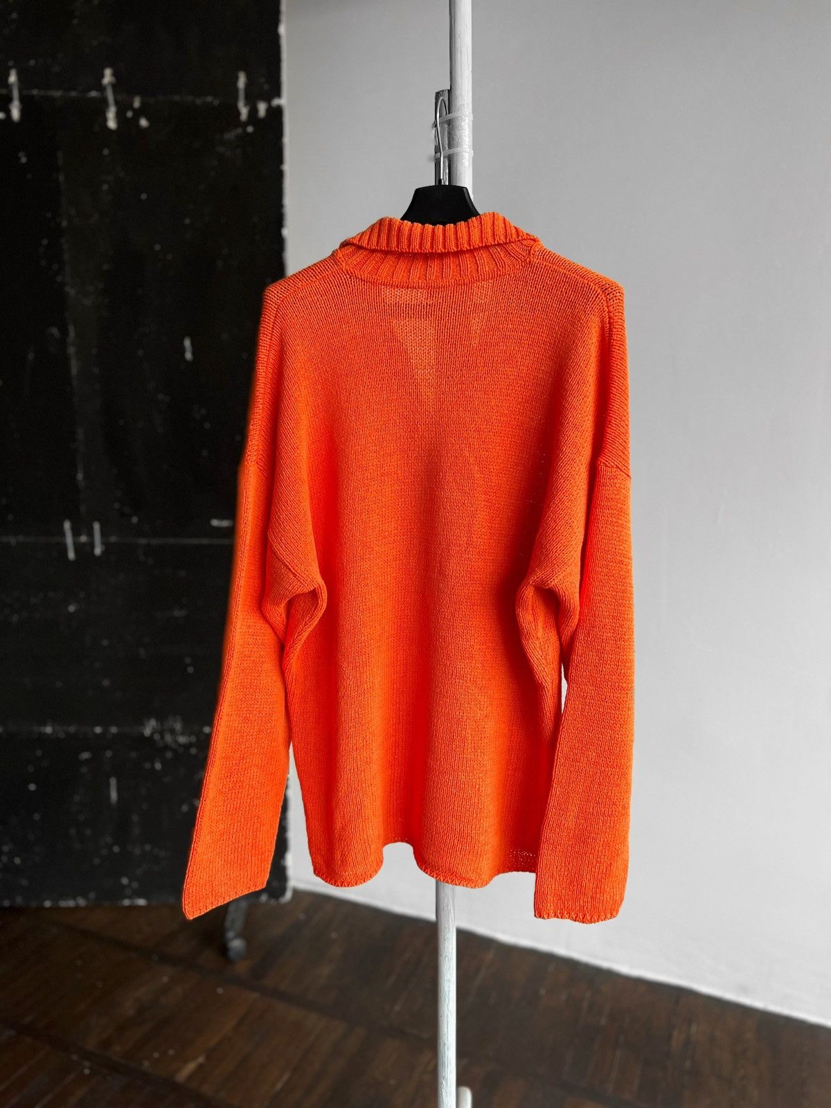 Designer Asselta English Knitted Orange Long Sleeve Sweater 1/4 Zip Size US L / EU 52-54 / 3 - 2 Thumbnail