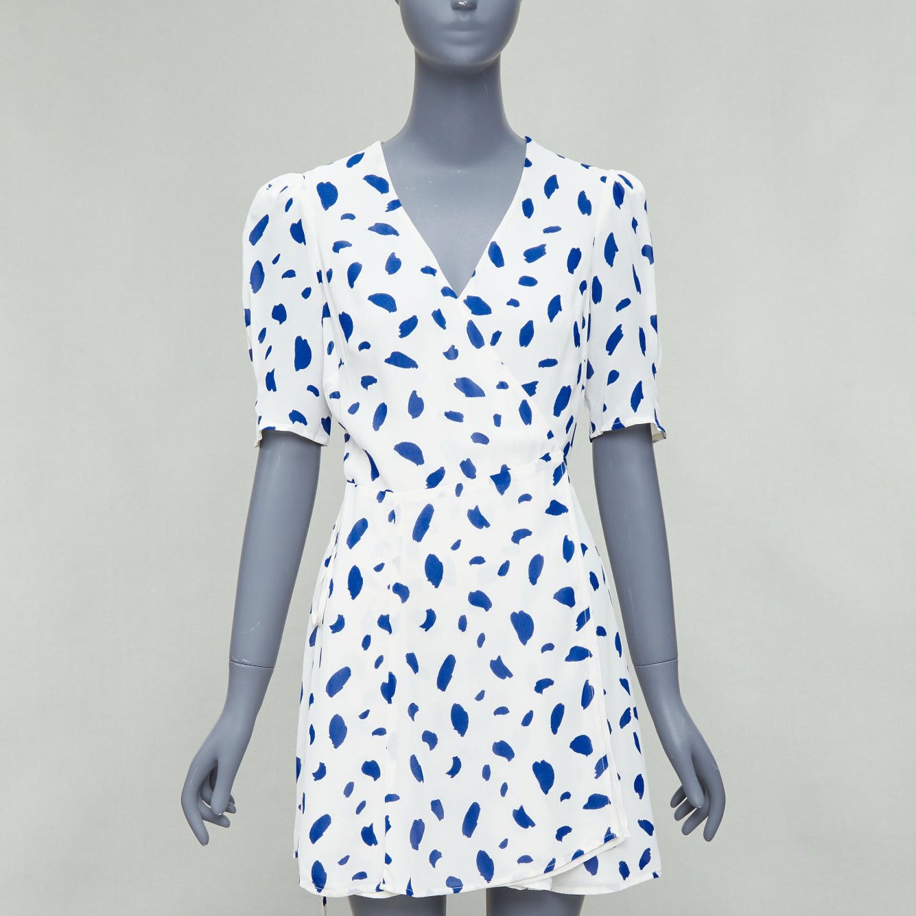 Reformation REFORMATION Lucky blue white Dalmatian print puff sleeve wrap dress M Size M / US 6-8 / IT 42-44 - 1 Thumbnail