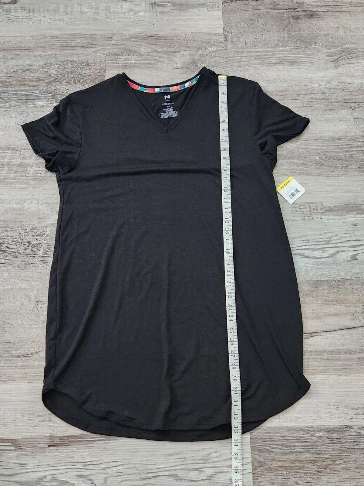 Rap Tees Natori Sleep Shirt Medium Black NWT short Sleeve V Neck Size ONE SIZE - 6 Thumbnail