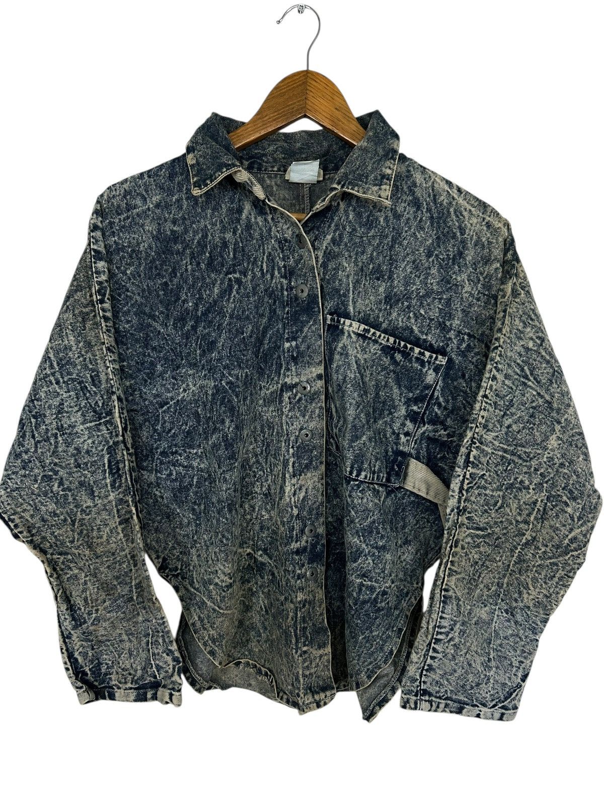 Le Grande Bleu (L.G.B.) Vintage Hot Things 90s Acid Wash Clawn Marks Corduroy Collar Size US L / EU 52-54 / 3 - 1 Thumbnail