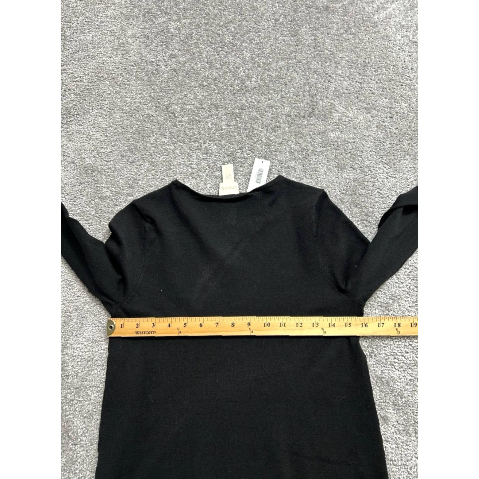 Vintage Chicos Sweater 0 Petite Black Button Detail Pullover Crew Neck Basic New Womens Size XS / US 0-2 / IT 36-38 - 4 Thumbnail