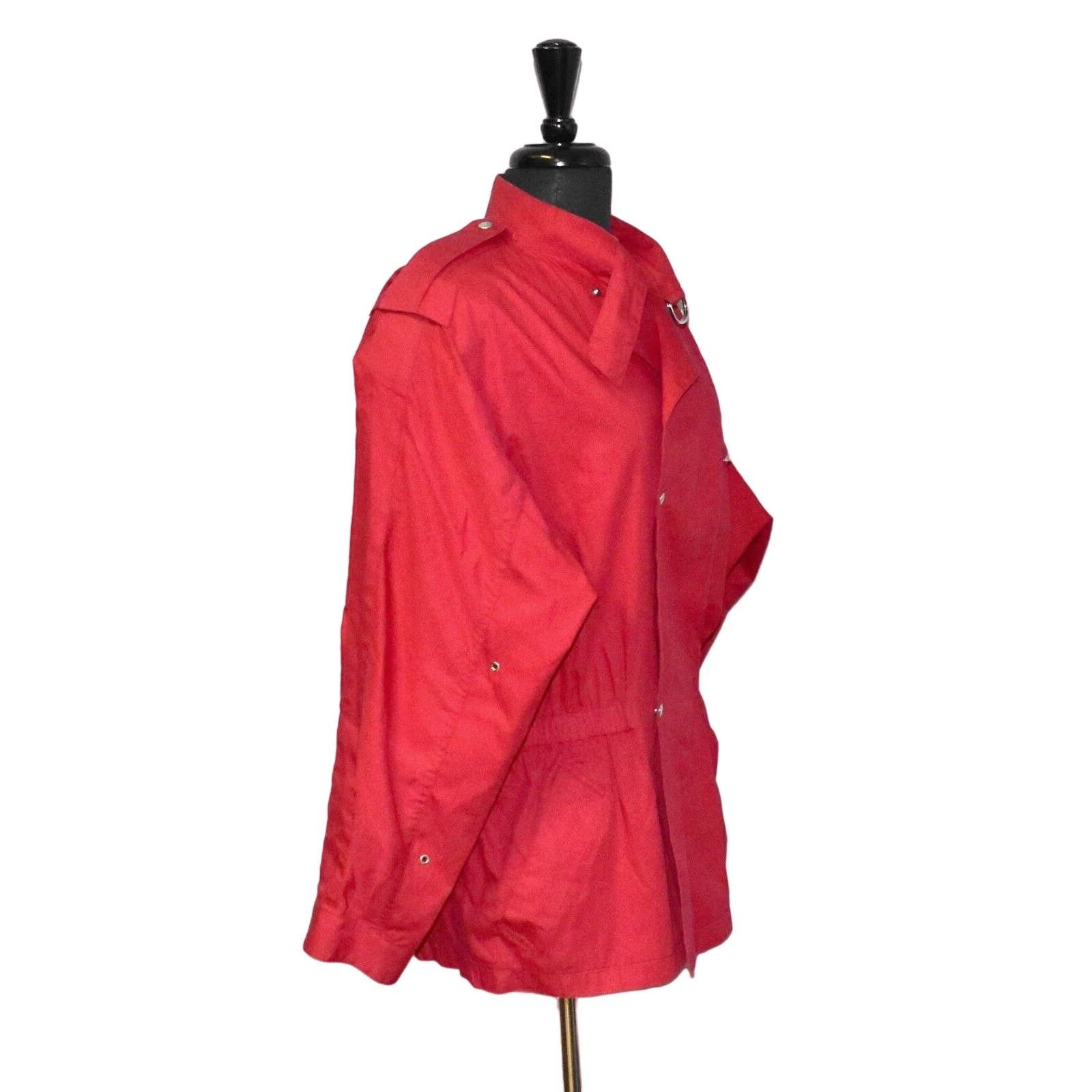 Mario Valentino MARIO VALENTINO Red Waterproof Cotton Snap Front Jacket 48 Size XL / US 12-14 / IT 48-50 - 3 Thumbnail