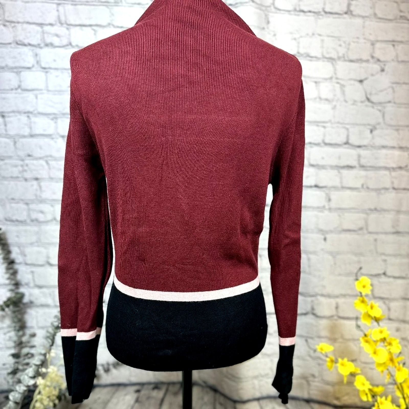 Other Cliche Burgundy Pink Black ColorBlock Striped Sweater Size L Size L / US 10 / IT 46 - 11 Thumbnail
