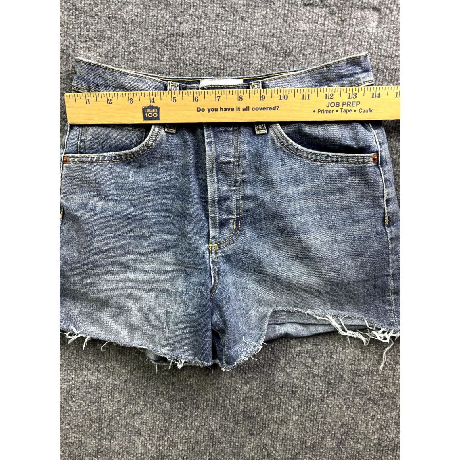 Vintage DU/ER Denim Shorts Womens 27 Blue High Rise Button Fly Cut-Off Raw Hem Stretch 5-Pocket Summer Casual Boys Girls Mens Womens Size 27" / US 4 / IT 40 - 4 Thumbnail