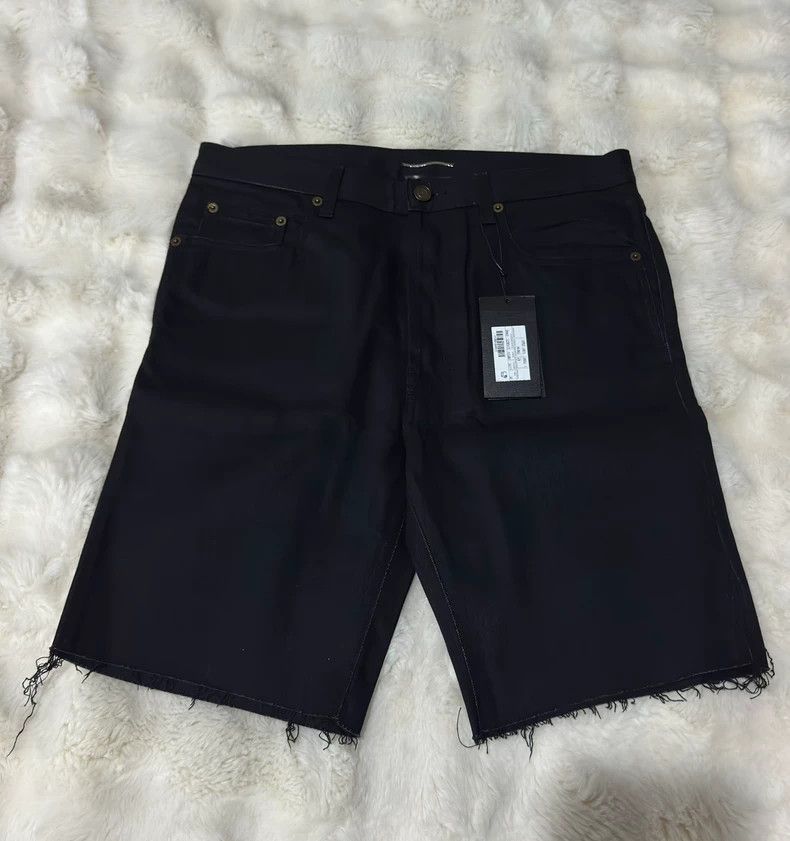 Saint Laurent Paris Pure Black Denim Shorts