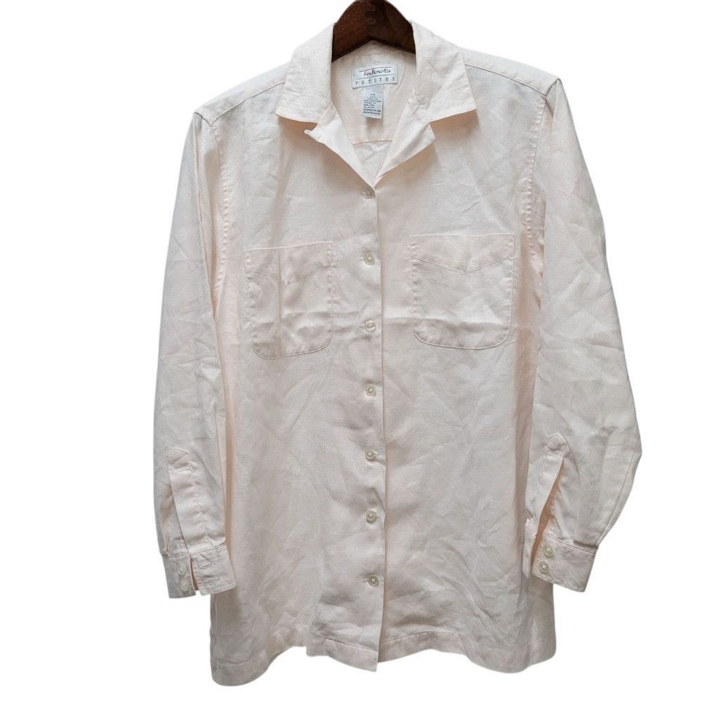 Talbots Talbots Petites Women's Long-Sleeves Pink Linen Button-Up Size L / US 10 / IT 46 - 1 Thumbnail