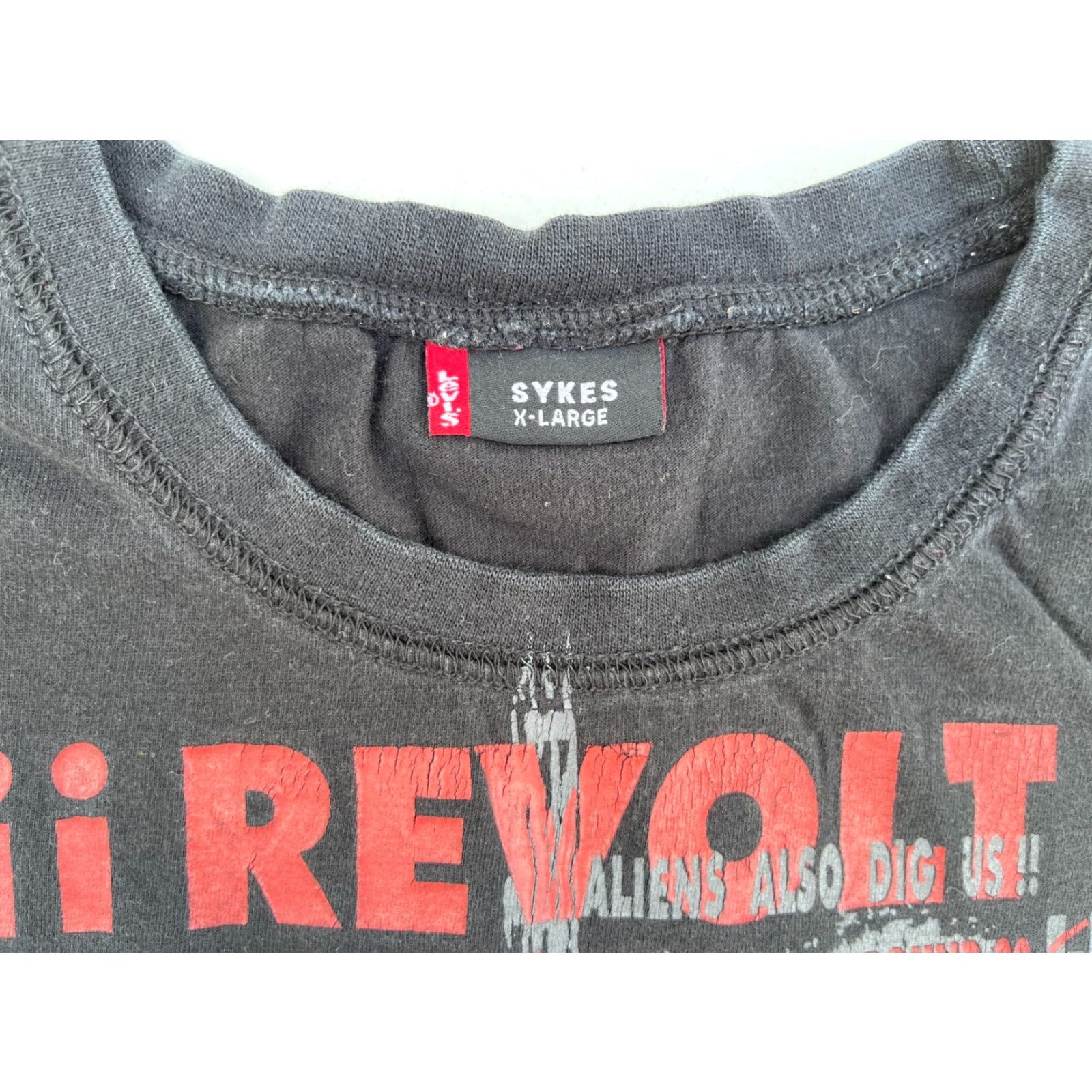 Levi's VINTAGE Levi's Sykes Men's Graphic T-Shirt Double-Sided XL Black 90s 1990s Mens Size US XL / EU 56 / 4 - 7 Thumbnail