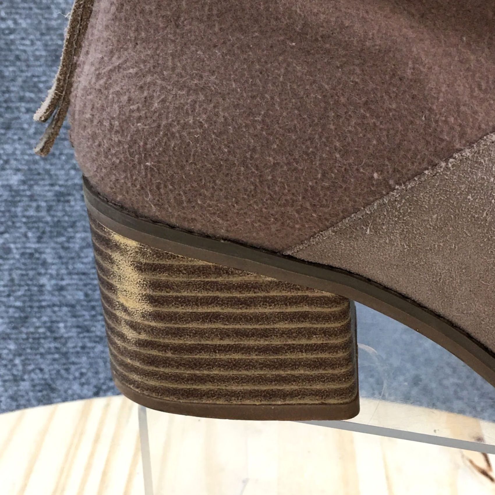 Toms TOMS Boots Womens 8 Lacy Casual Back Zip Ankle Bootie Taupe Suede Heels Size US 8 / IT 38 - 2 Thumbnail