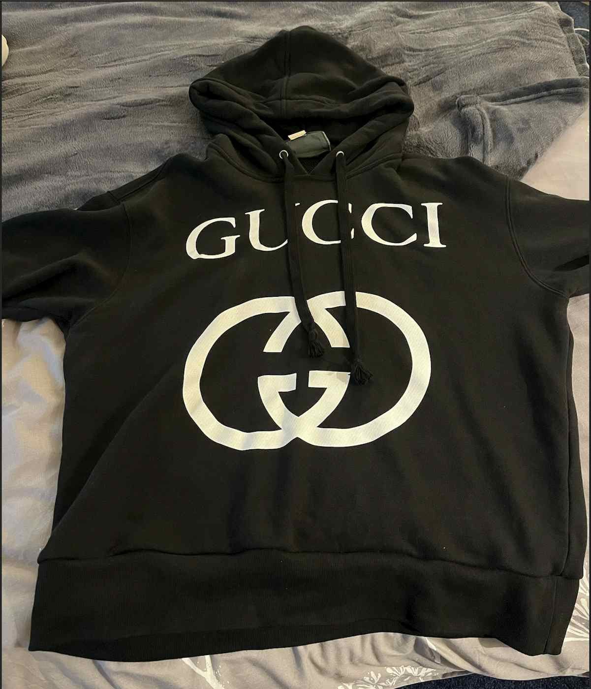 Image of Gucci Black Logo Print Hoodie, Men's (Size Small)