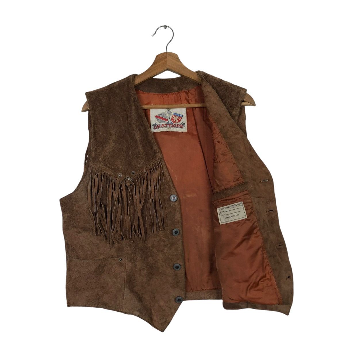 Japanese Brand 🔥VINTAGE VEST GENUINE LEATHER COWBOY DESIGN CHATTIGRE Size US M / EU 48-50 / 2 - 13 Thumbnail