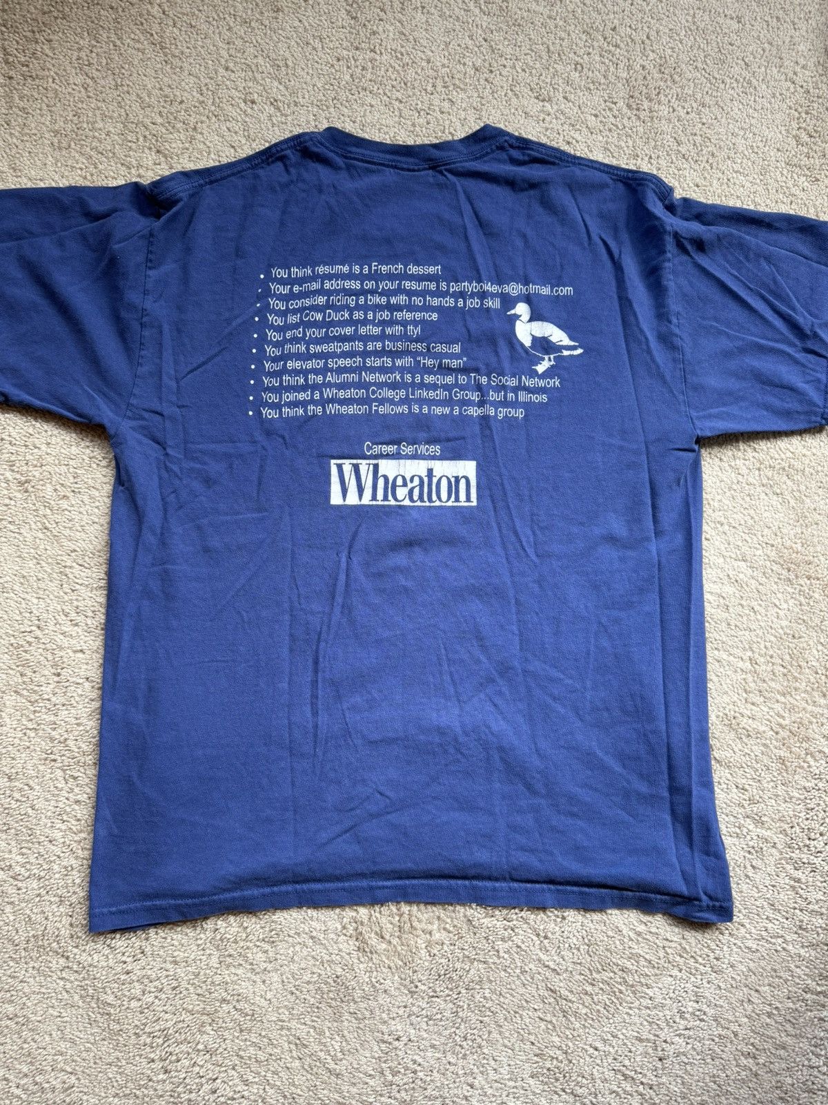 Gildan × Vintage Vintage Funny Wheaton College Shirt Blue Large Size US L / EU 52-54 / 3 - 3 Thumbnail