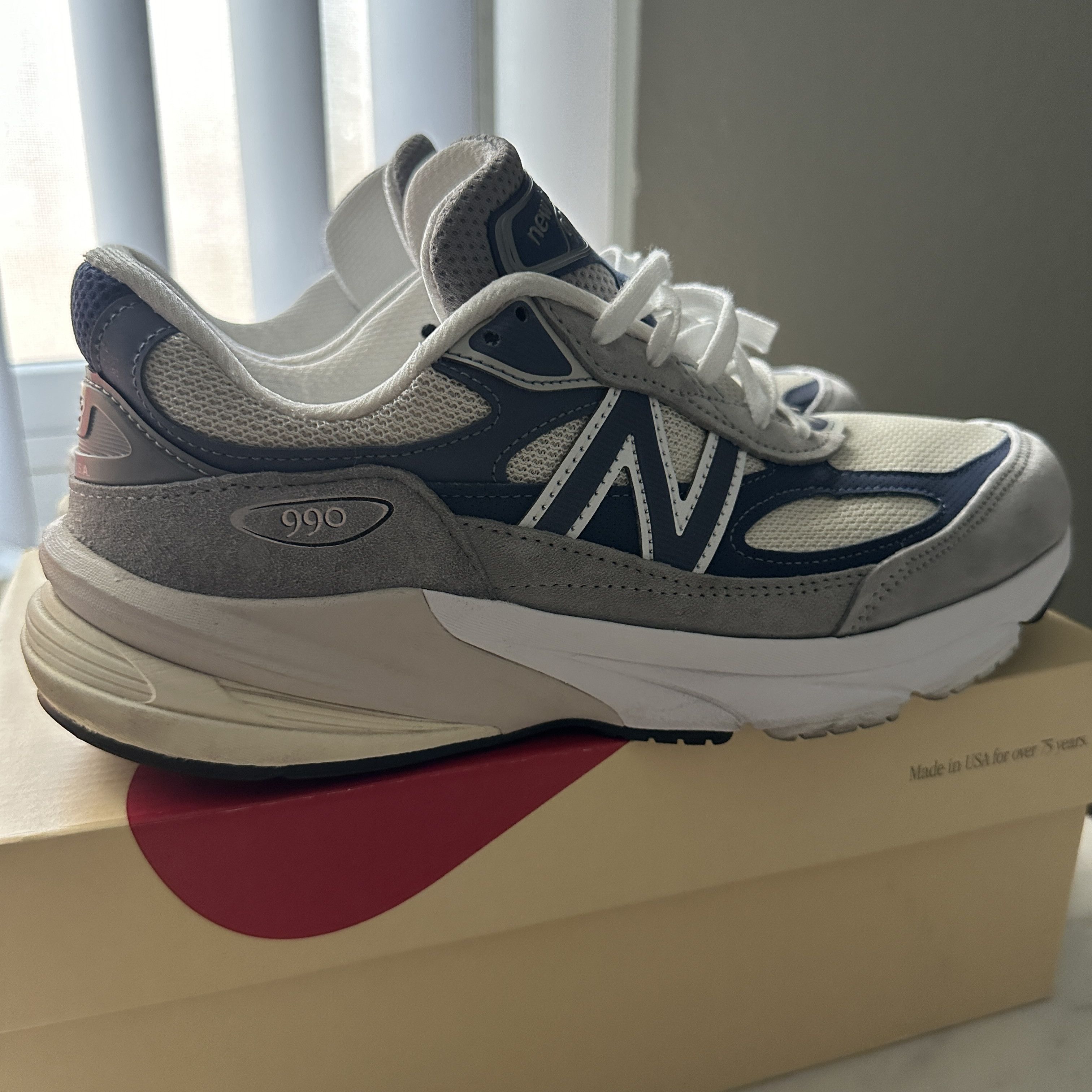 image of New Balance U990T6 Grey Day 990V6 Shoes in Grey Blue White, Men's