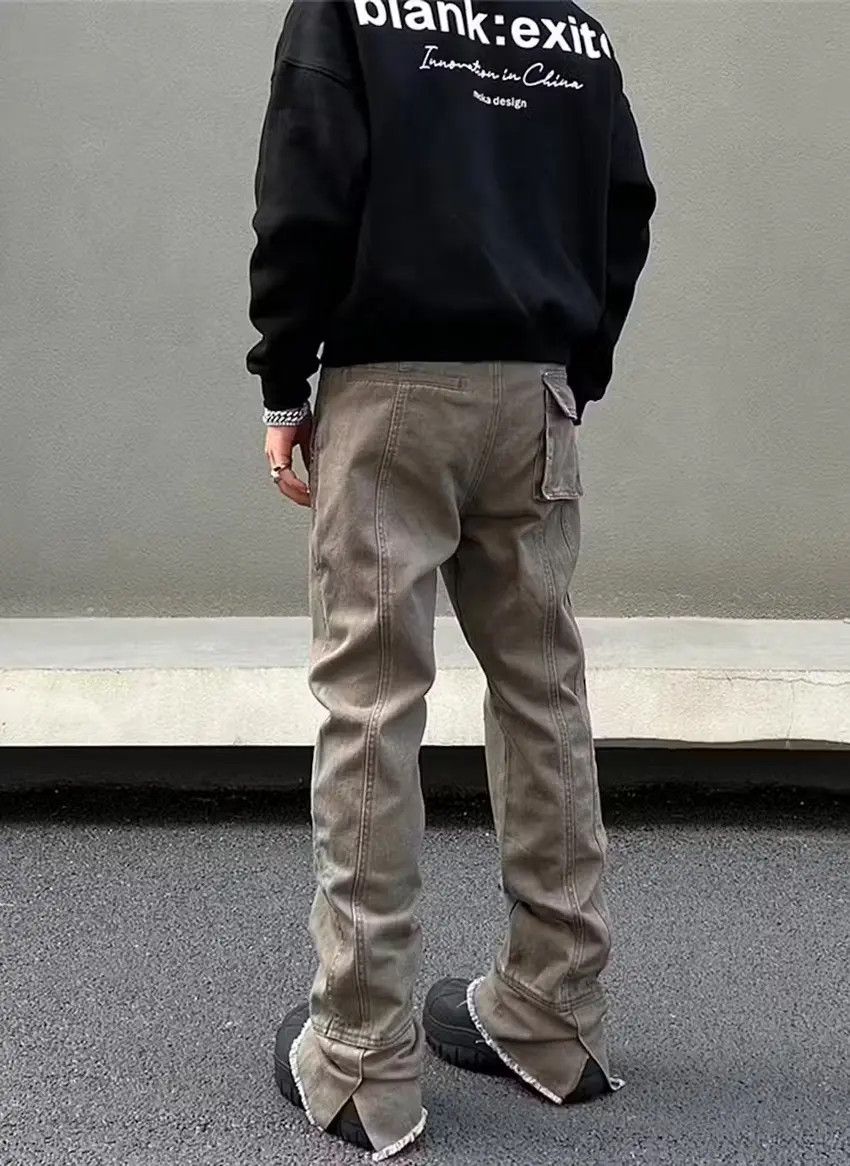 Designer × Japanese Brand Khaki Flared Jeans Y2K Patchwork Size US 30 / EU 46 - 8 Thumbnail