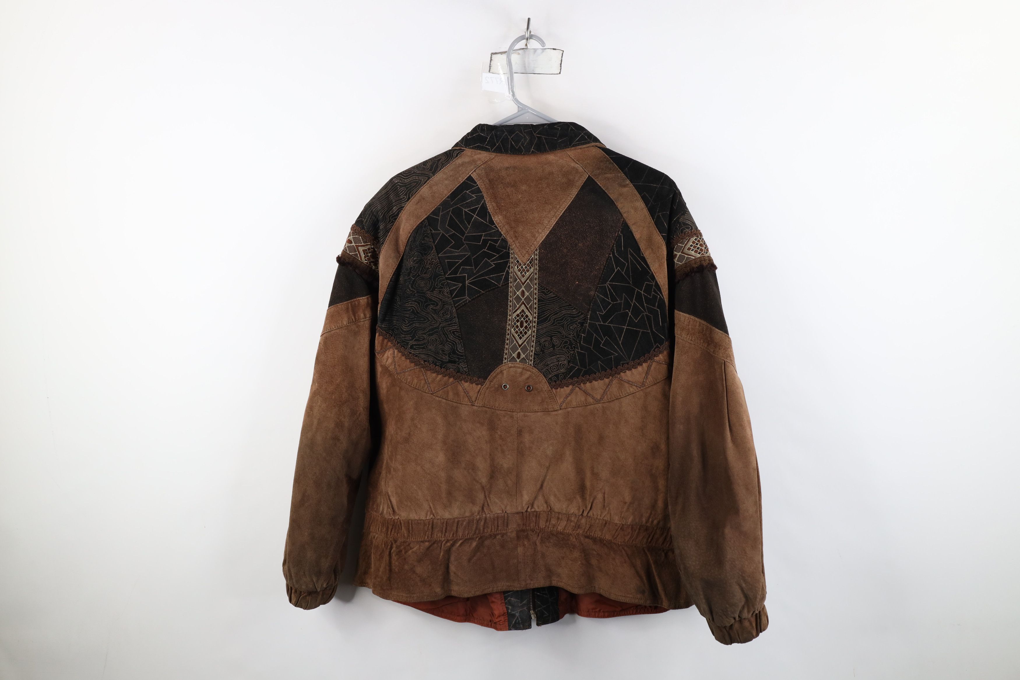 Vintage Vintage 90s Streetwear Patchwork Suede Leather Jacket Size L / US 10 / IT 46 - 14 Thumbnail