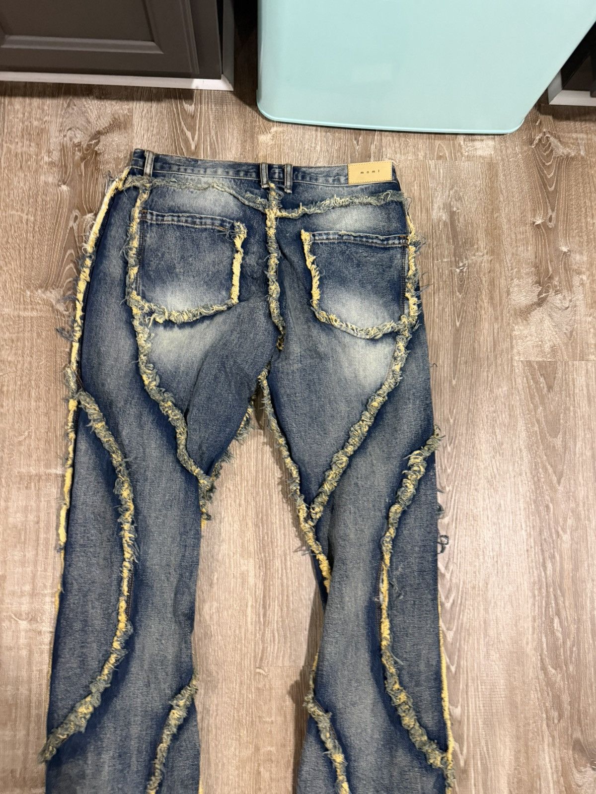 MNML MNML Frayed Panel Distressed Denim Jeans Size US 34 / EU 50 - 2 Thumbnail