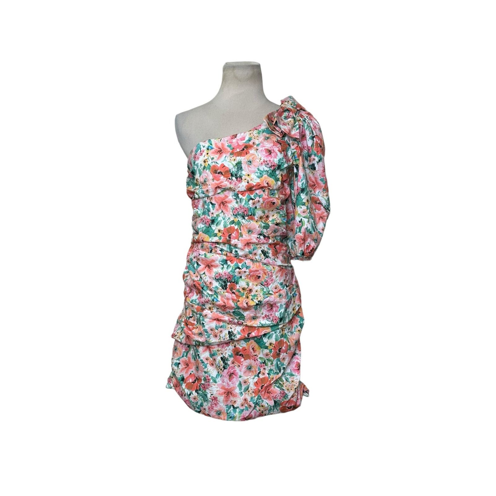 Zara Zara floral one shoulder ruched mini dress size Large Size L / US 10 / IT 46 - 15 Thumbnail