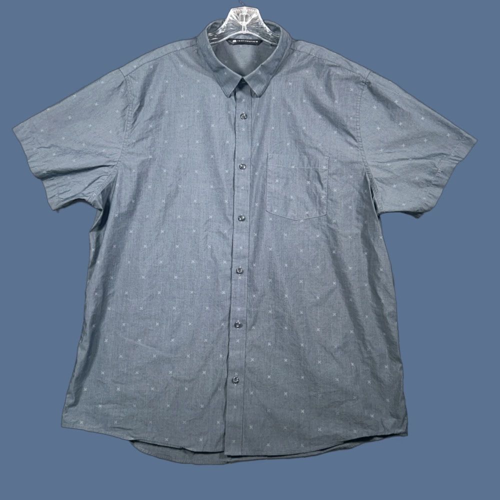TravisMathew Travis Mathew Mens Button-Up Shirt 2XL Gray Cotton Blend Short Sleeve Pocket Geometric Classic Casual Size US XXL / EU 58 / 5 - 1 Thumbnail