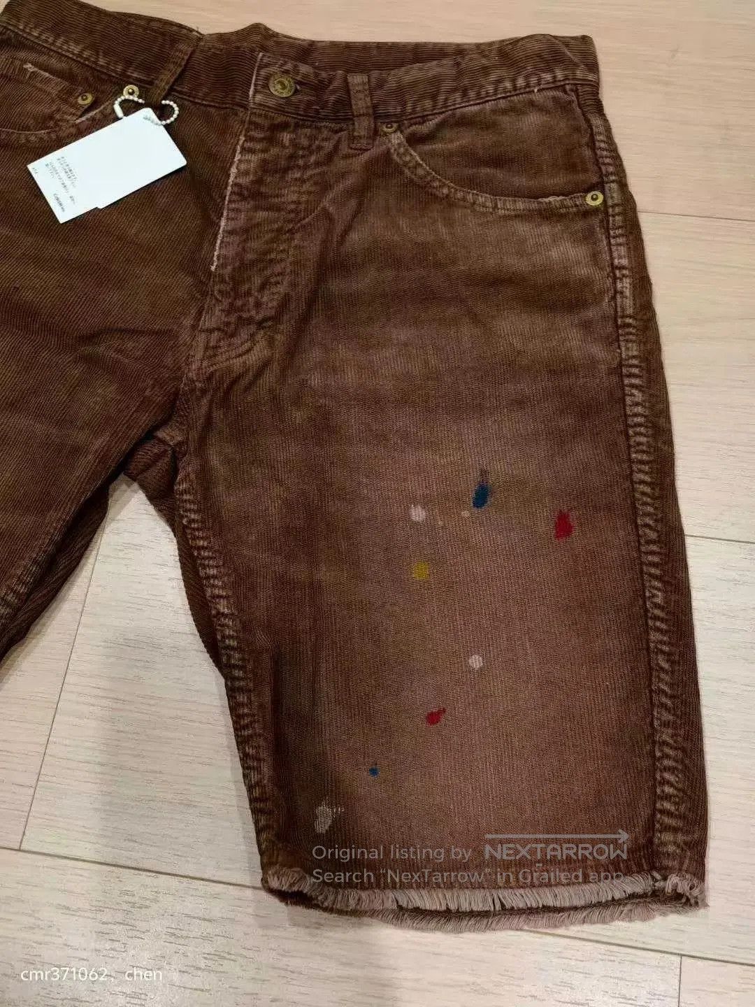 Visvim Brown Corduroy Shorts with Paint Splatters Size 30. Size US 30 / EU 46 - 3 Thumbnail