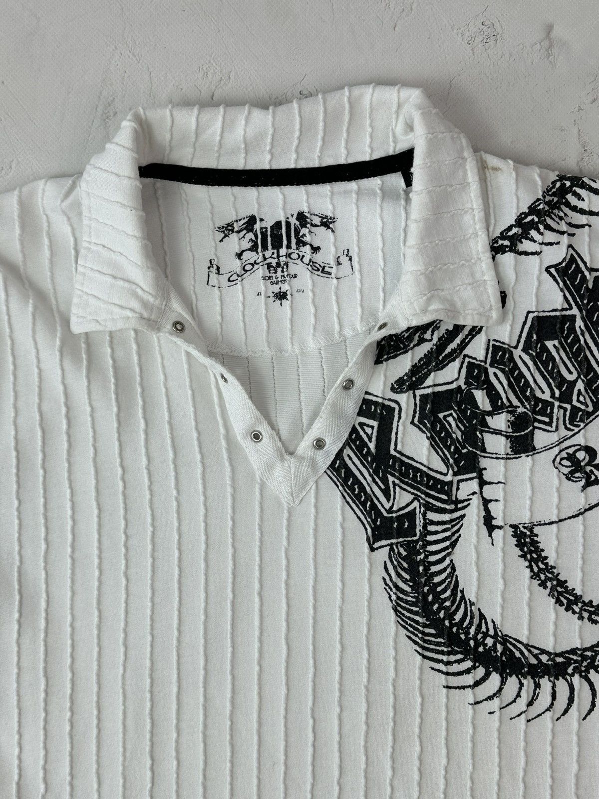 Vintage Vintage Ribbed Printed White Short Sleeve Polo Size US S / EU 44-46 / 1 - 5 Thumbnail