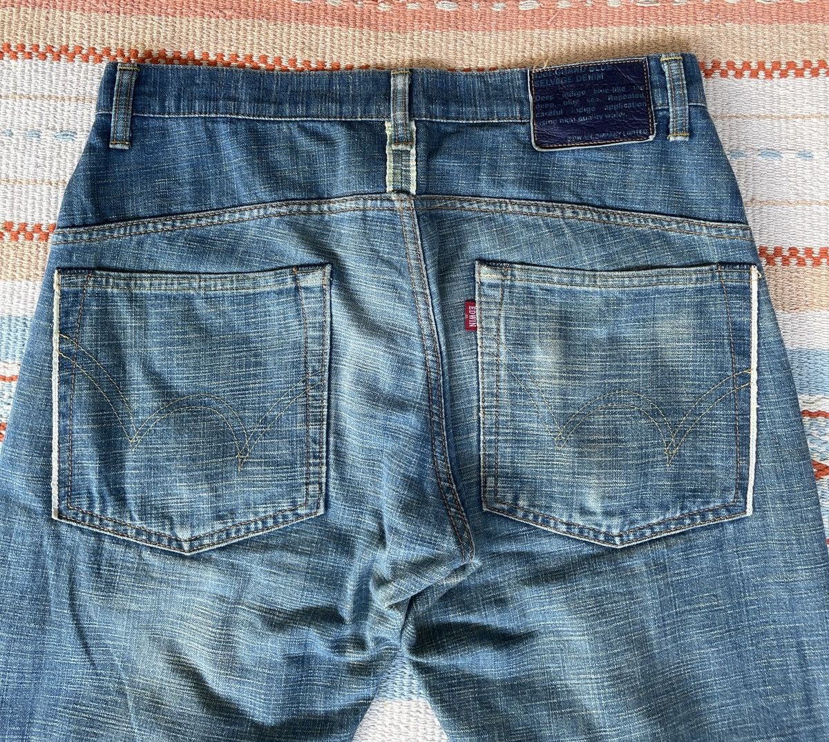 Edwin Rare‼️Vintage 90s🔥EDWIN🔥13oz Grand Blue Selvedge Denim Size US 33 - 4 Thumbnail