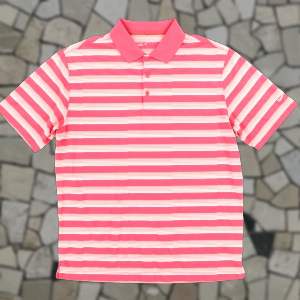 Nike Nike Dri-Fit Golf Jersey Polyester Striped Polo Shirt Red Men's L Size US L / EU 52-54 / 3 - 1 Thumbnail