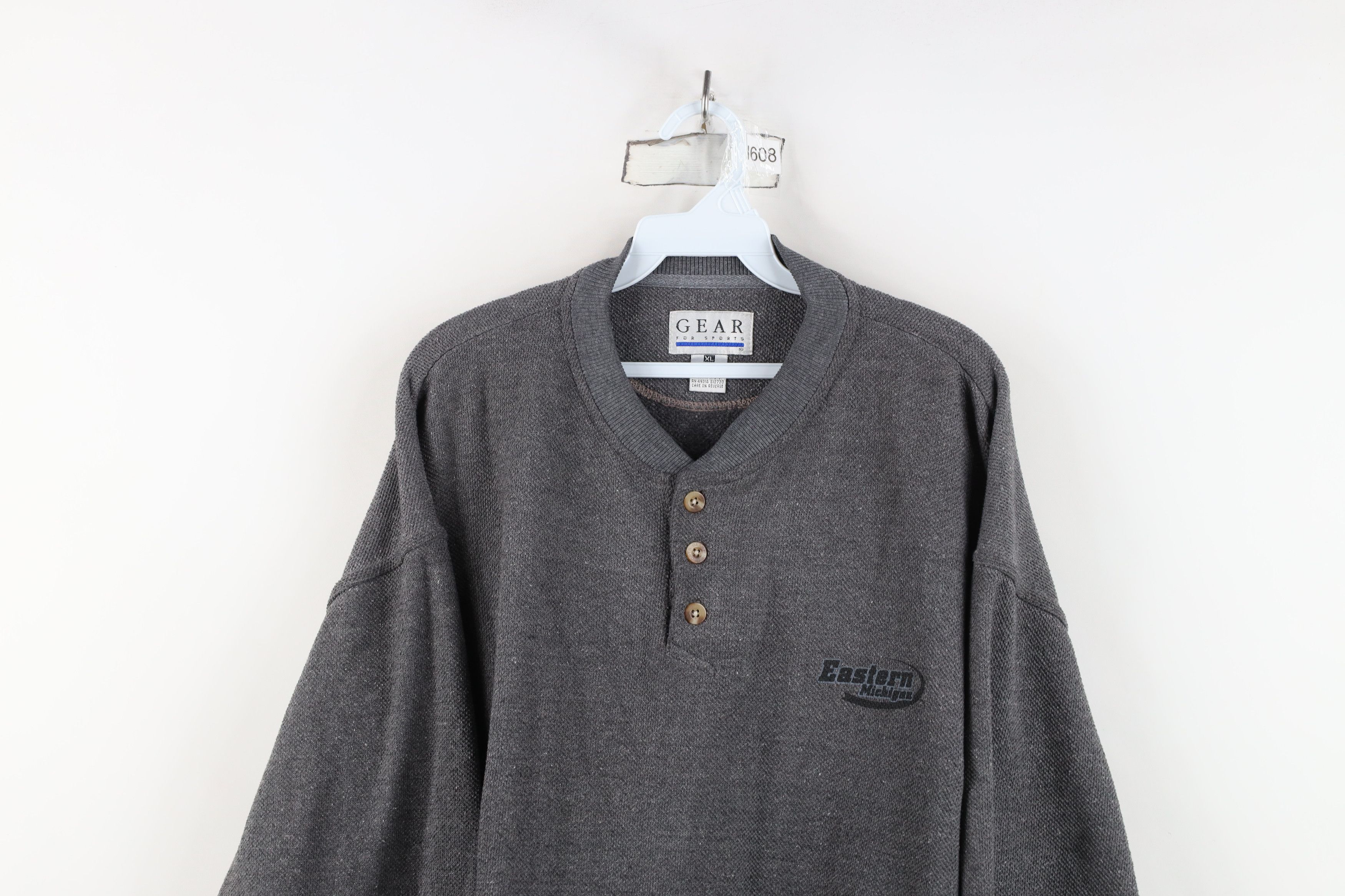 Vintage Vintage 90s Michigan University Thermal Knit Henley T-Shirt Size US XL / EU 56 / 4 - 2 Thumbnail
