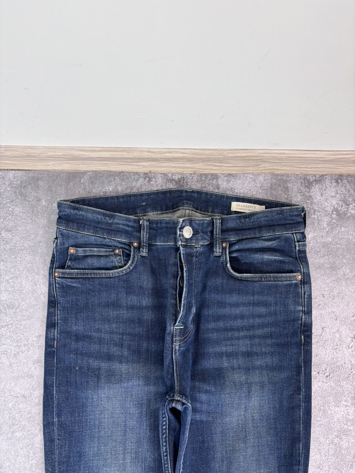 Allsaints AllSaints Cigarette Men’s Navy Blue Denim Jeans Skinny Slim Size US 32 / EU 48 - 9 Thumbnail
