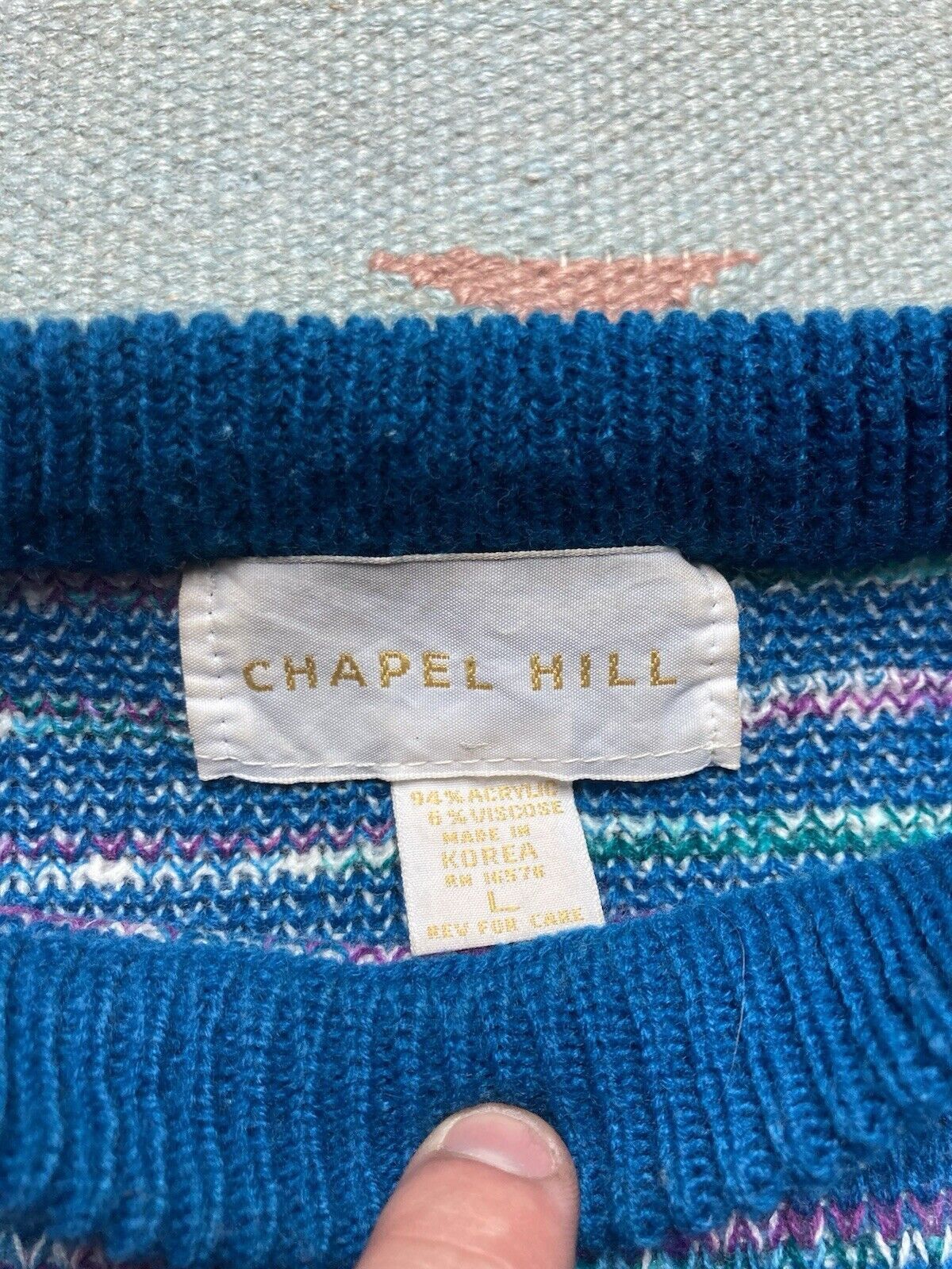 Vintage Vintage 80s crewneck sweater acrylic knit striped large Size US L / EU 52-54 / 3 - 5 Thumbnail