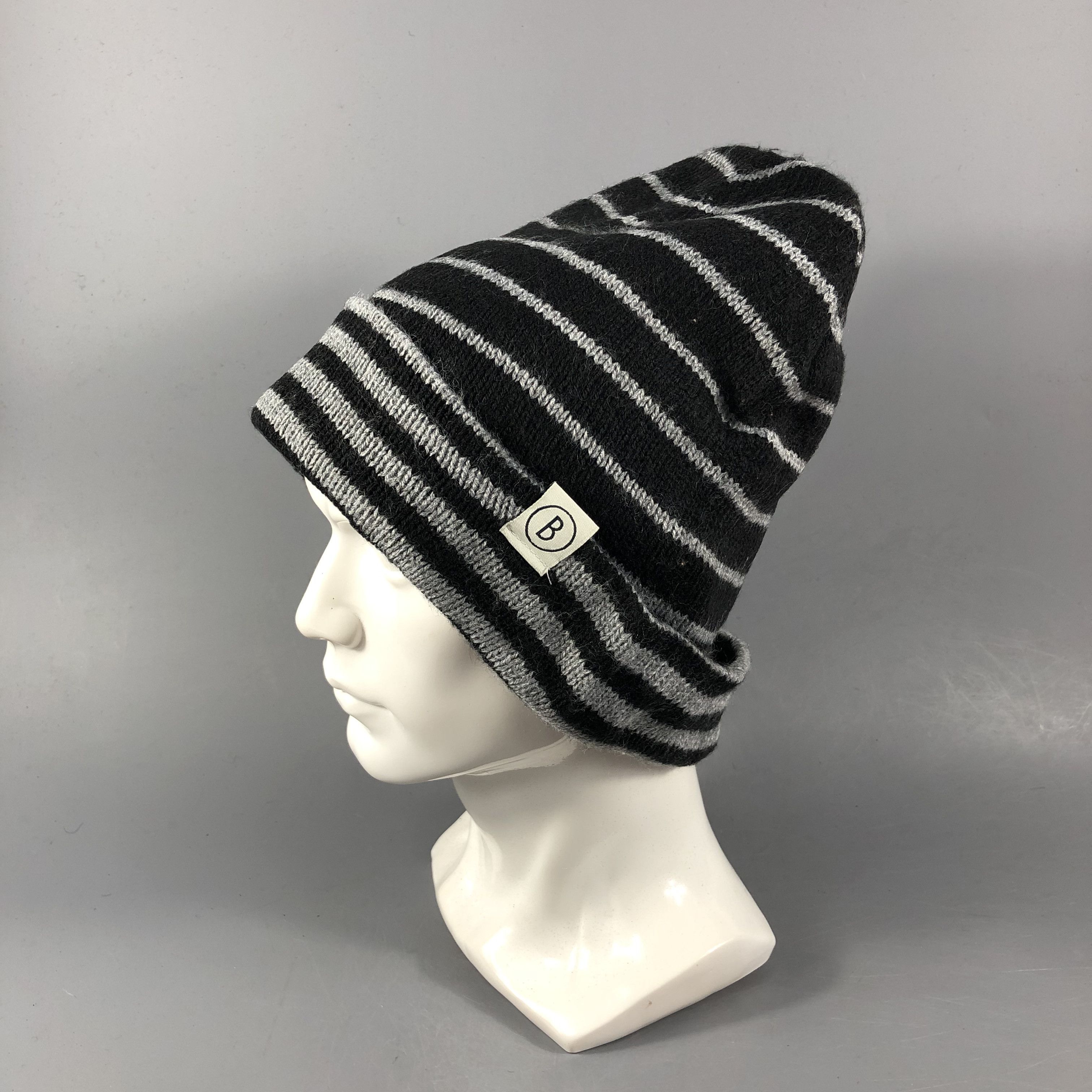 Vintage B Striped Slouchy Beanie Snowcap Snow Hat B894 Size ONE SIZE - 2 Thumbnail