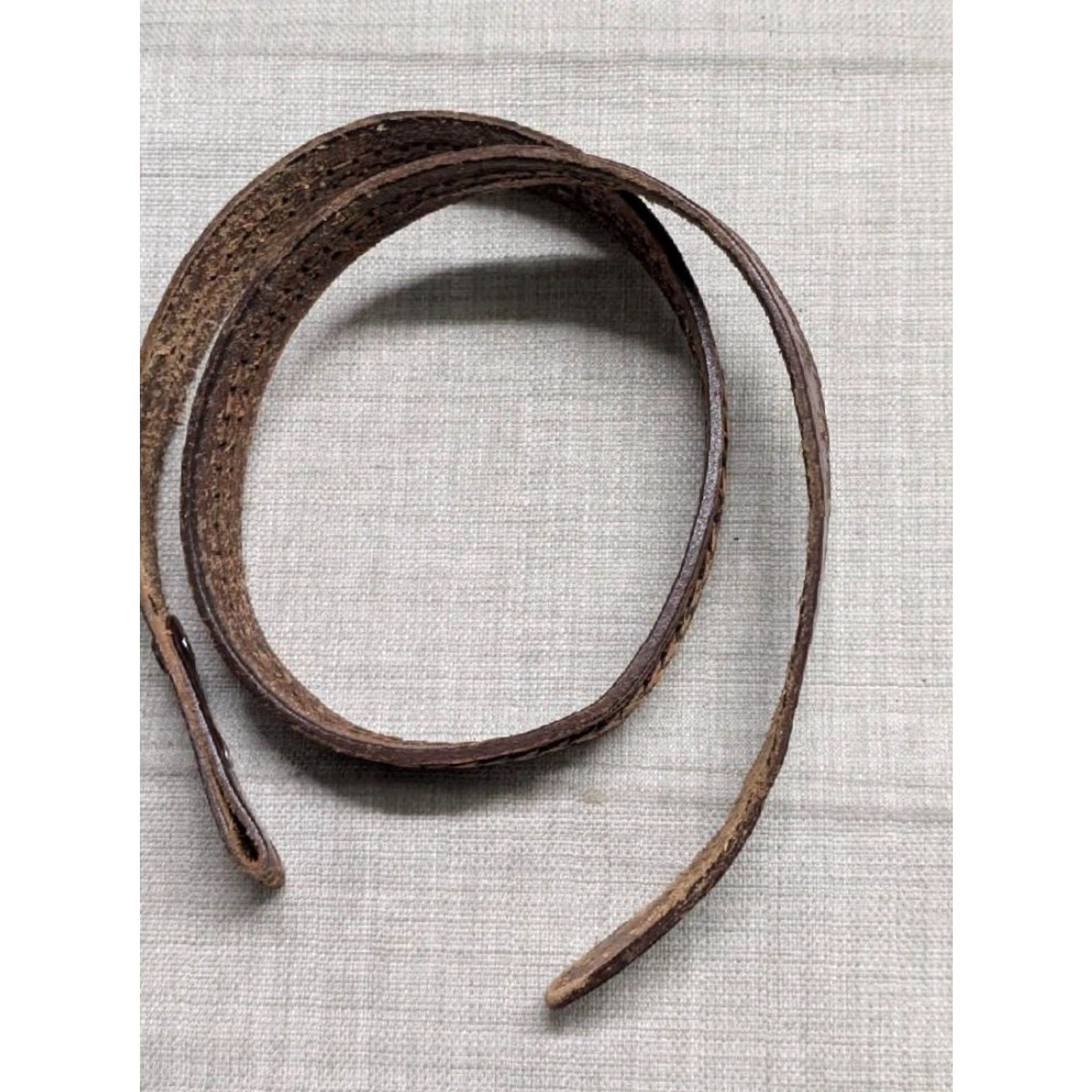 Vintage VINTAGE handcrafted brown COWHIDE leather WESTERN belt 36 Men XS? Size 36 - 7 Thumbnail