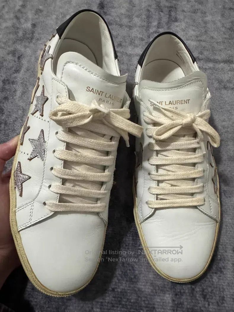 Saint Laurent Paris Saint Laurent Paris Low-cut canvas sneakers with silver st Size US 6 / EU 39 - 1 Thumbnail