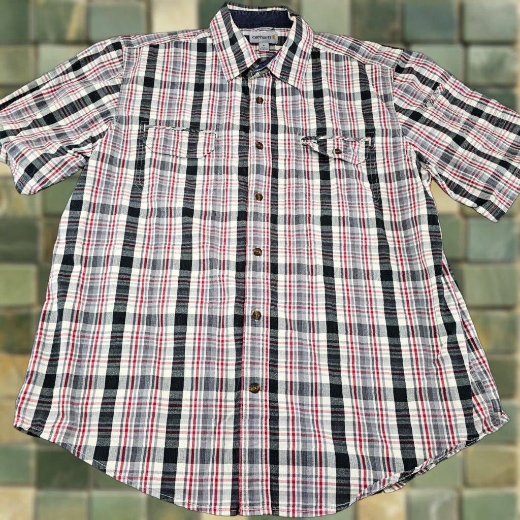 Carhartt Carhartt Shirt Mens XL Gray Plaid Relaxed Fit Workwear Cotton Button Up Size US XL / EU 56 / 4 - 1 Thumbnail