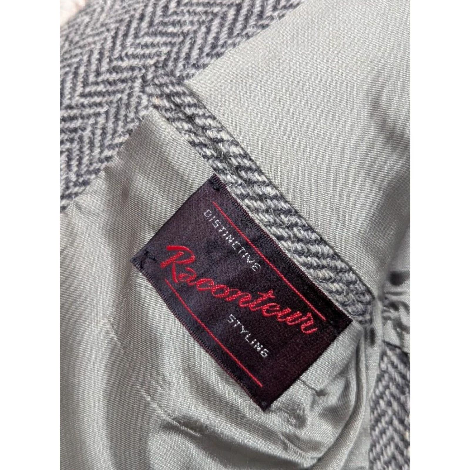 Vintage VINTAGE USA Made TWEED Donegal Wool Gray Herringbone Blazer Jacket IRISH Raconteur 34R Men Wool Tweed Blazer Size 34R - 6 Thumbnail