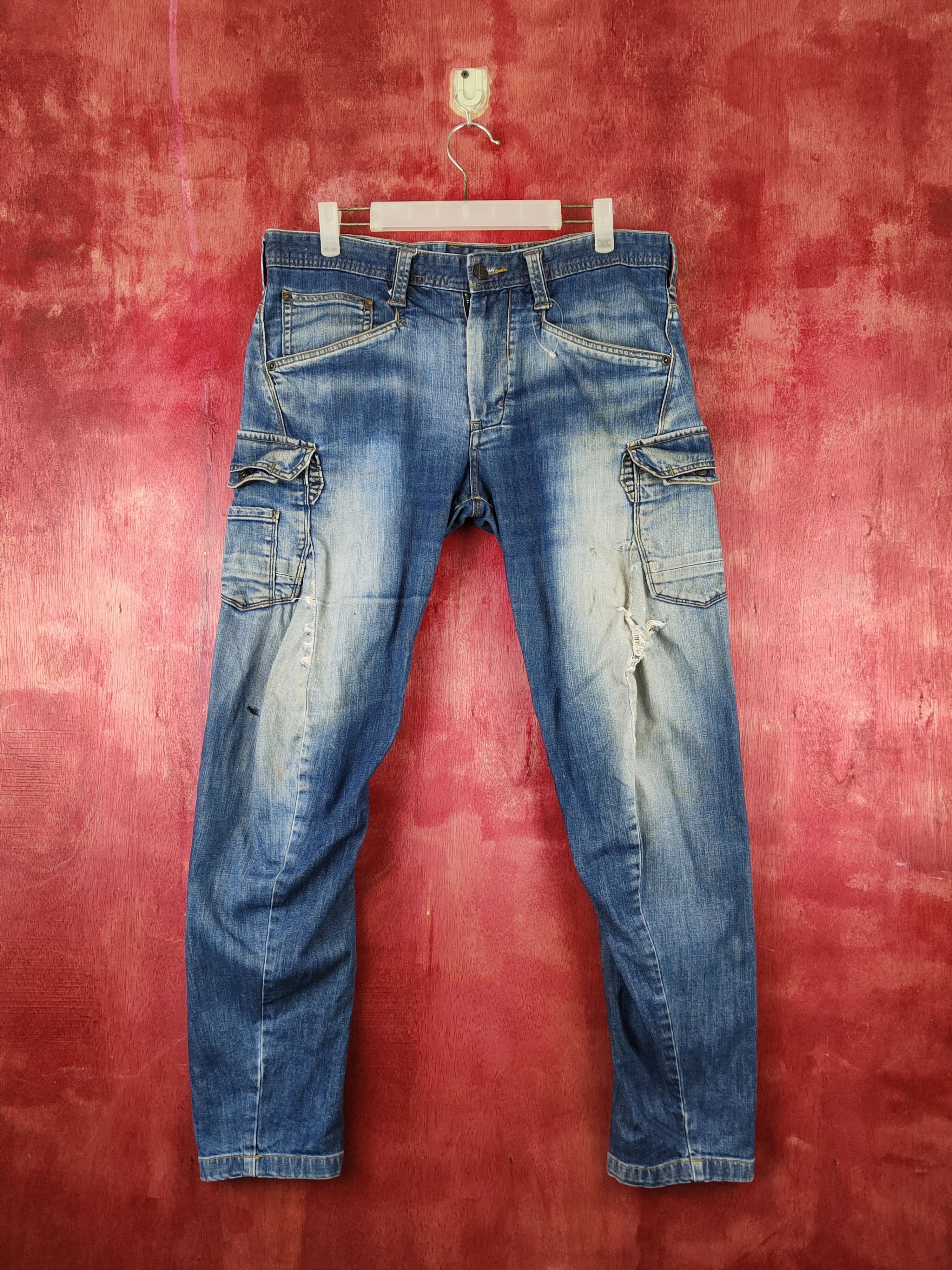 Japanese Brand × Vintage Evenriver Blue Faded Distressed Ripped Jeans #S1856 Size US 31 - 1 Thumbnail