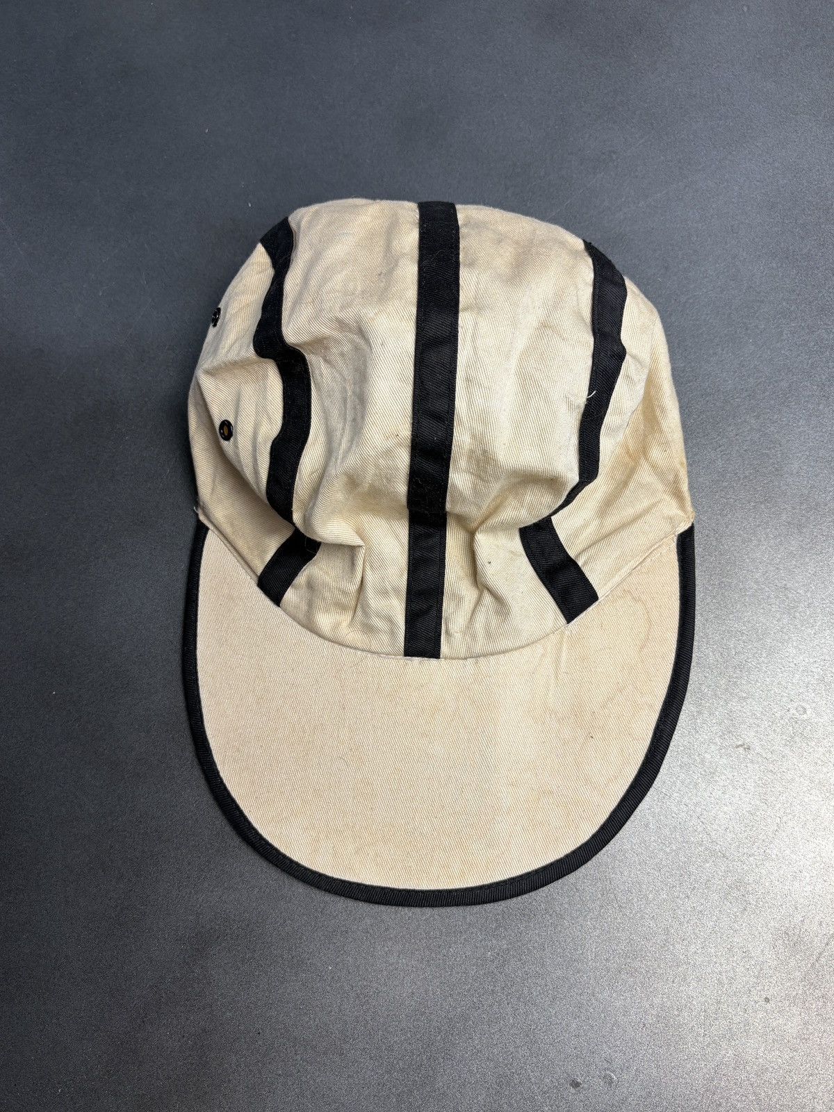 Vintage 1980s Vintage Hat Elastic Fitted Cap 1970s Stripe Long Brim Size ONE SIZE - 15 Thumbnail