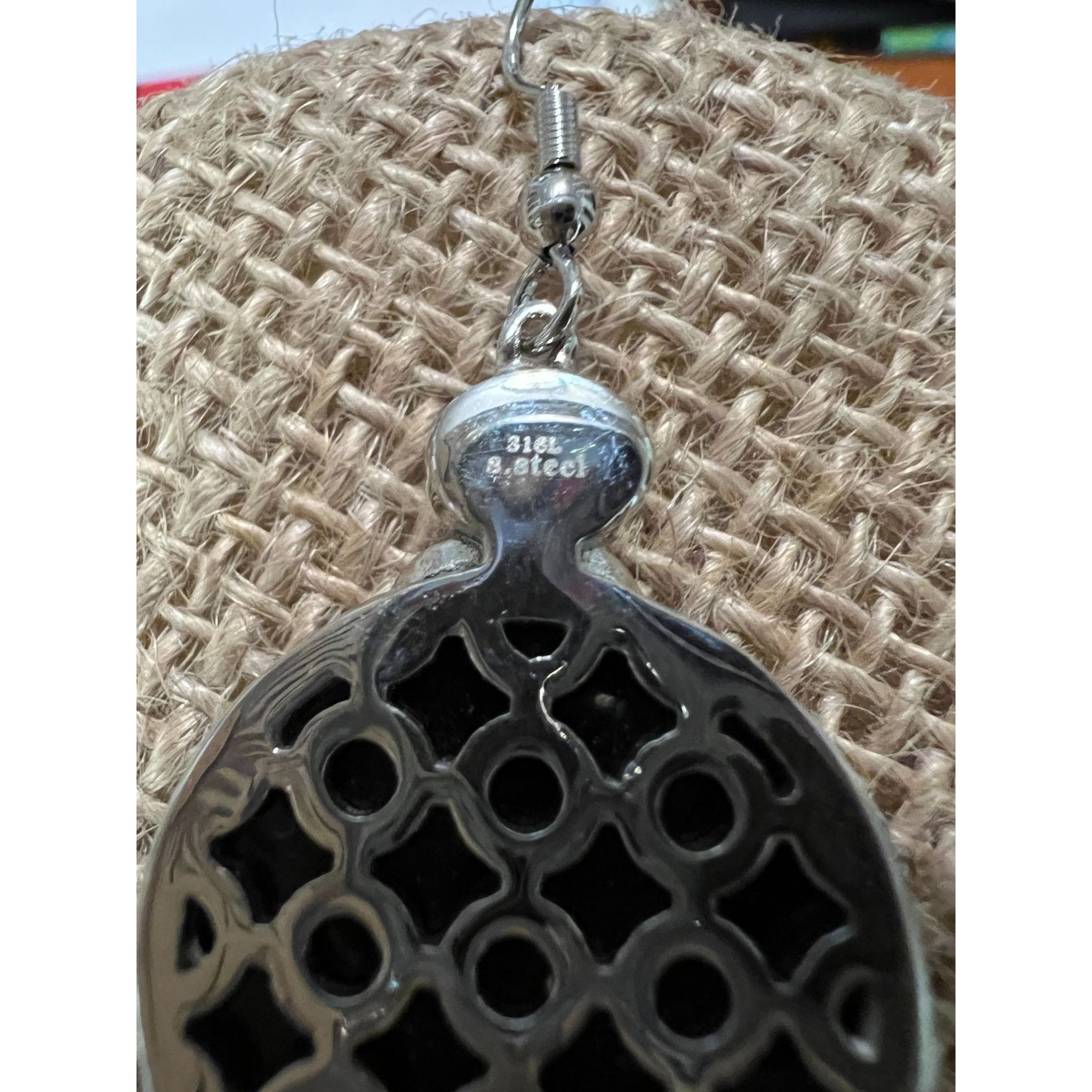 Other Stainless Steel Black Round Bead Cabochon Earrings Hook Dang Size ONE SIZE - 4 Thumbnail