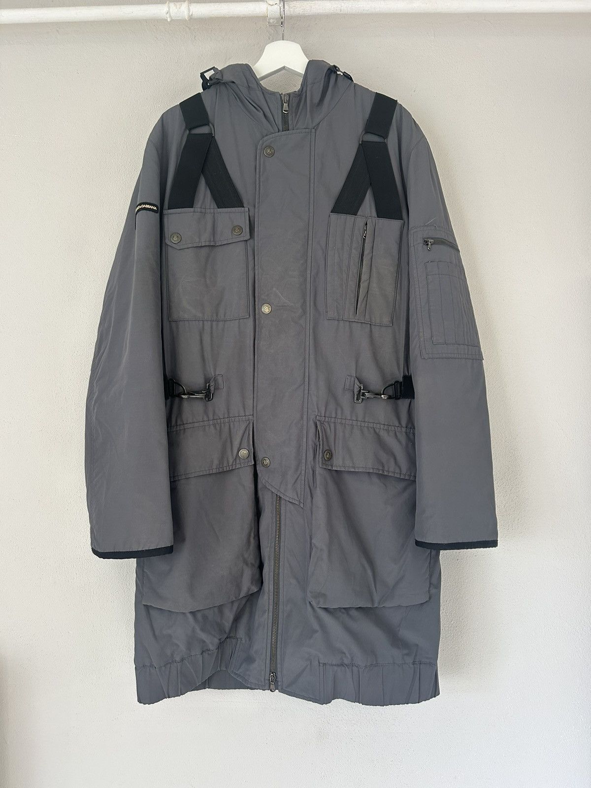 Dolce & Gabbana Grey Bondage Puffer Coat with Strap Detailing Size US M / EU 48-50 / 2 - 1 Thumbnail