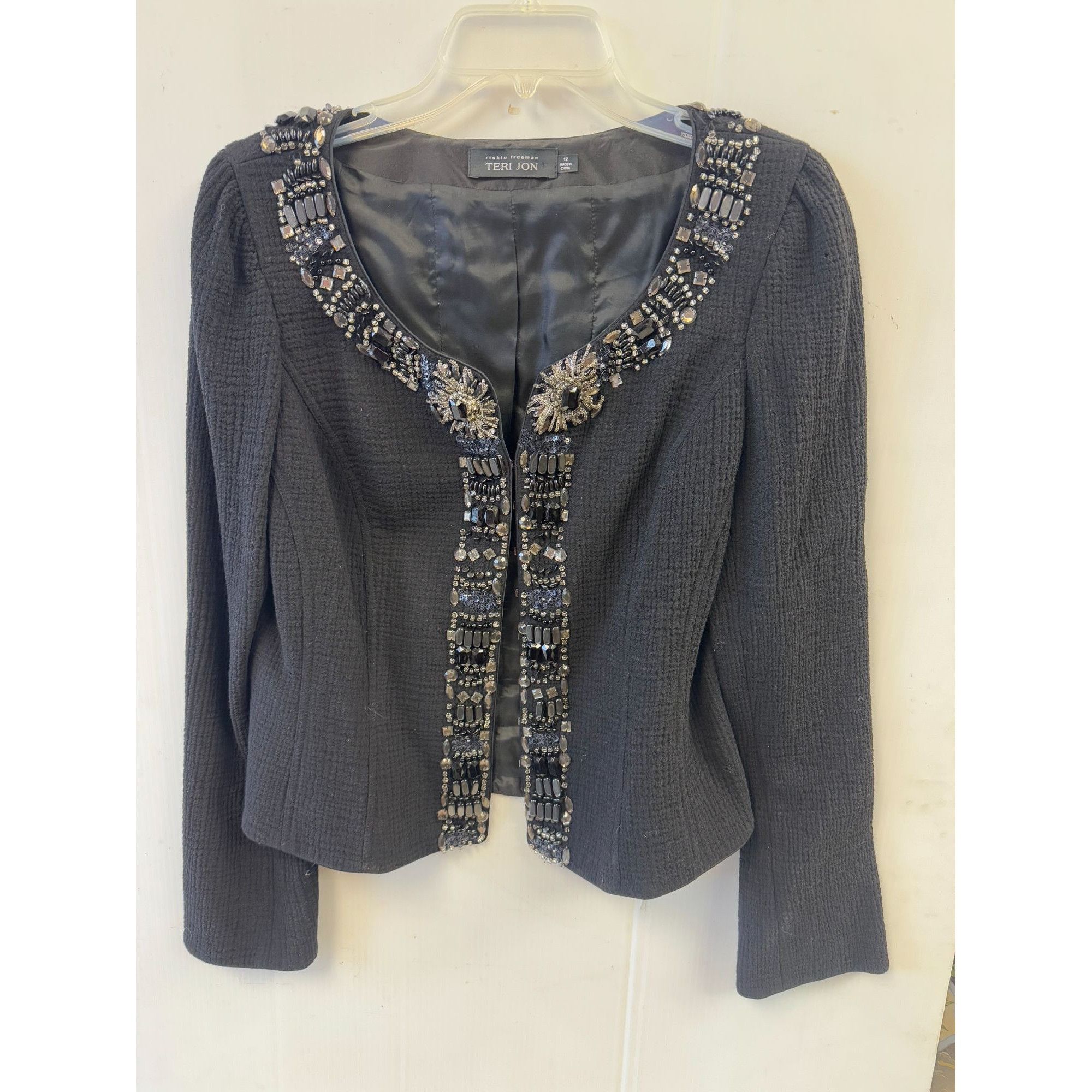 Vintage Rickie Freeman For Teri Jon Jewel Beaded Blazer Jacket Size Size XL / US 12-14 / IT 48-50 - 8 Thumbnail