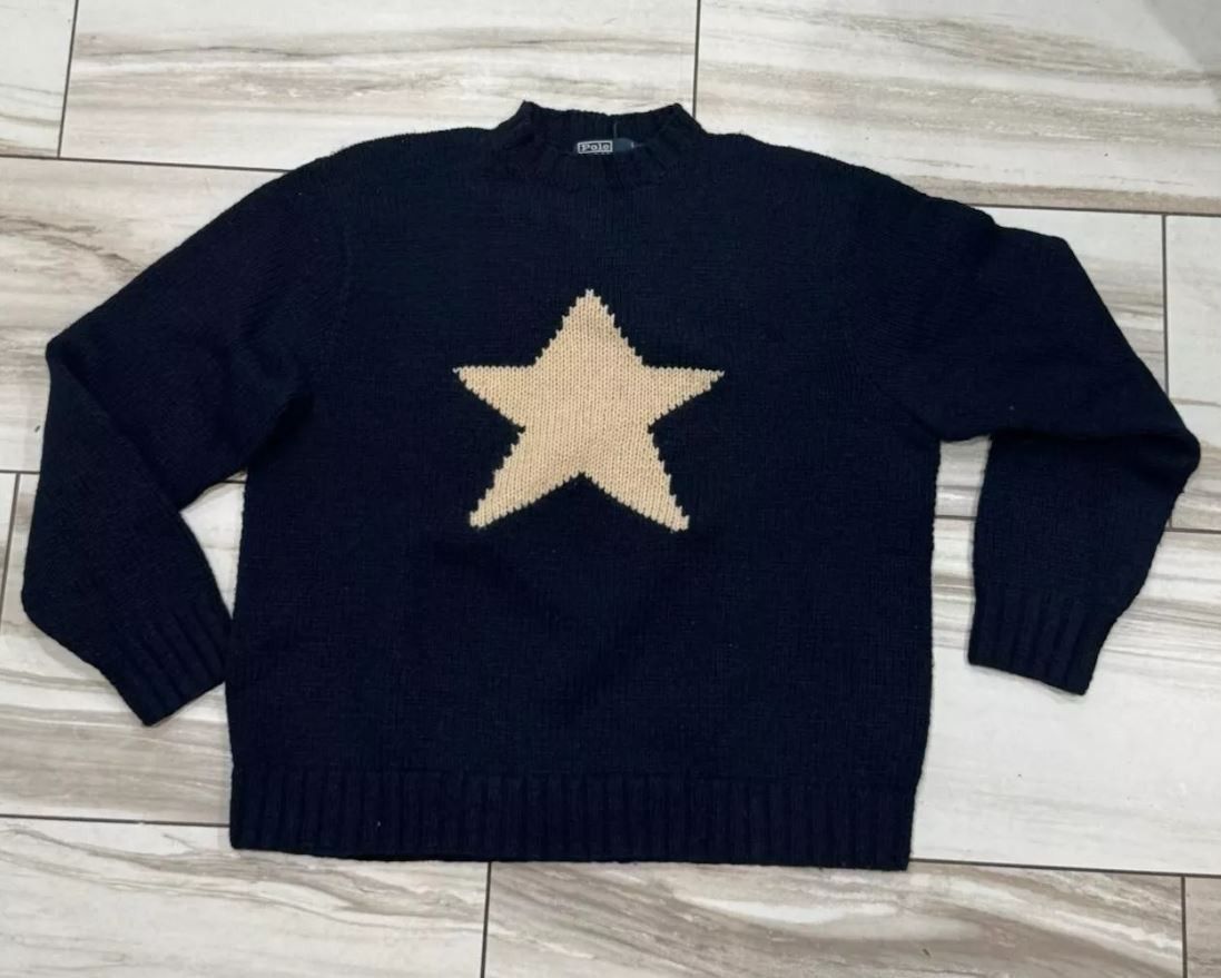 Polo Ralph Lauren Vintage Polo Ralph Lauren Big Star Hand Knit Wool Sweater Size US XXL / EU 58 / 5 - 9 Thumbnail