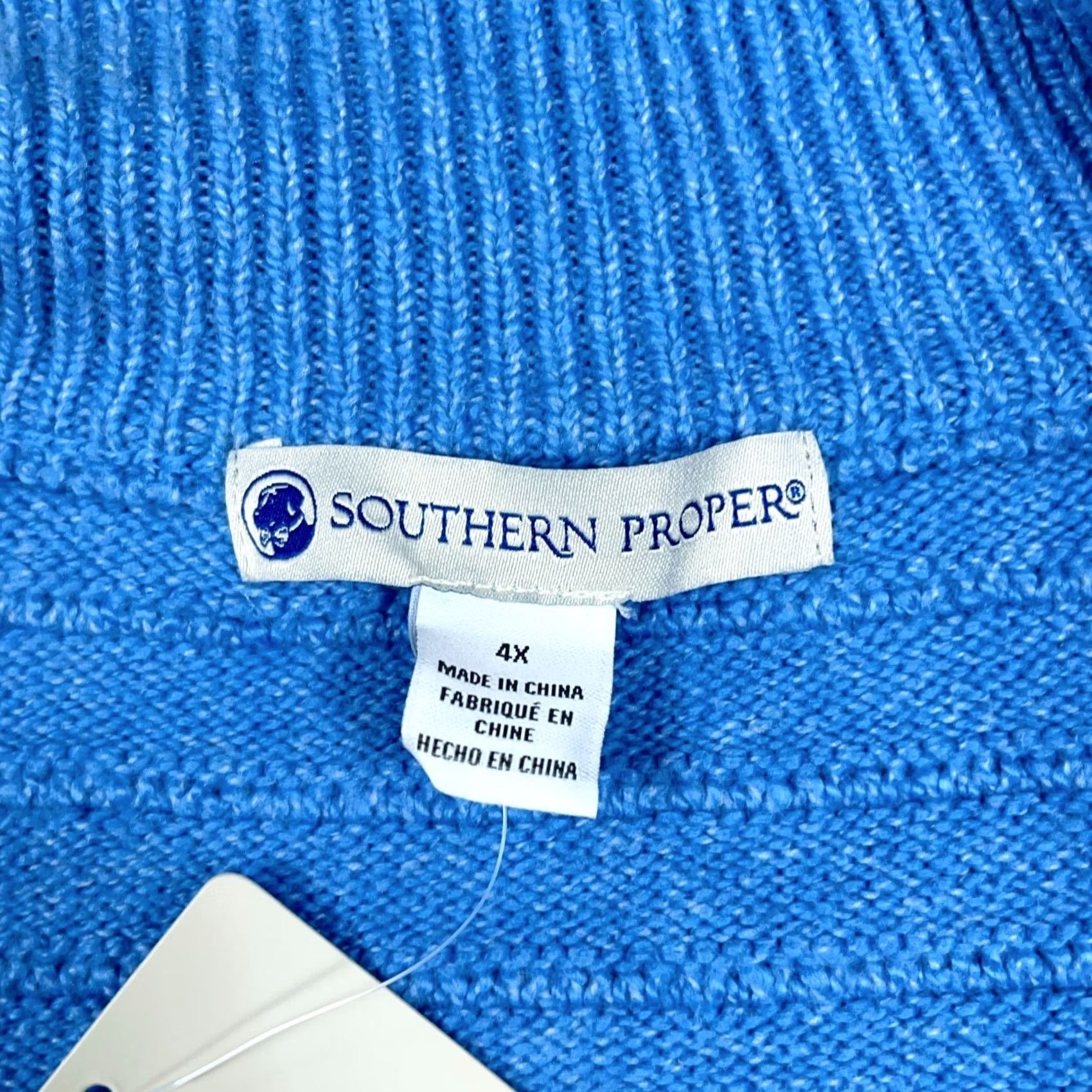 Southern Proper Southern Proper Sweater Men 4X Light Blue Pullover Knit 1/4 Zip Mock Neck Casual Workwear Big & Tall Shirt Size US XXL / EU 58 / 5 - 7 Thumbnail