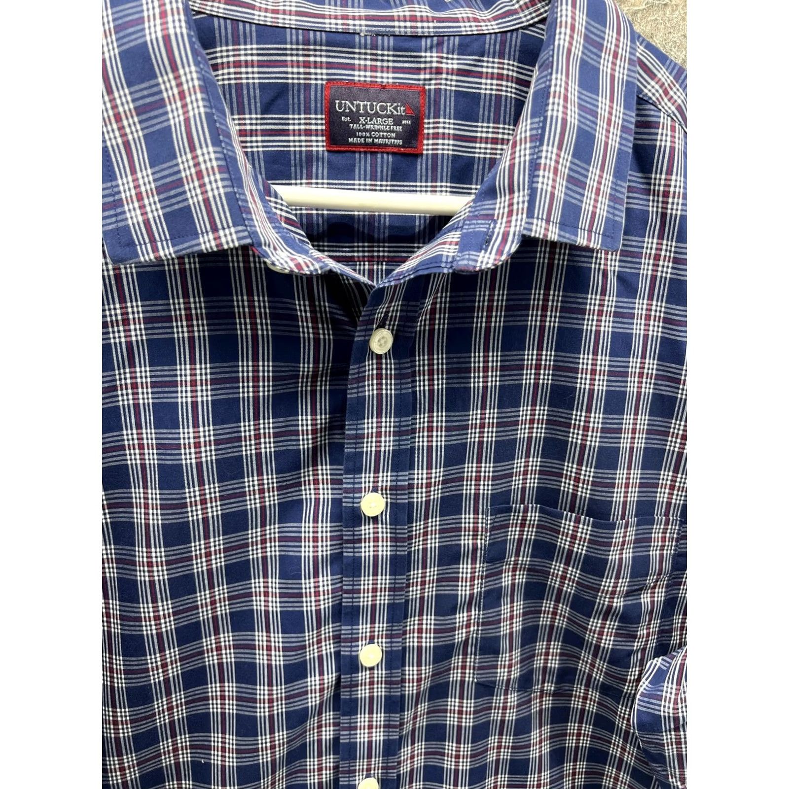 UNTUCKit UNTUCKit Shirt XLT Mens Blue Plaid Long Sleeve Button Front Wrinkle Free Size US XL / EU 56 / 4 - 4 Thumbnail