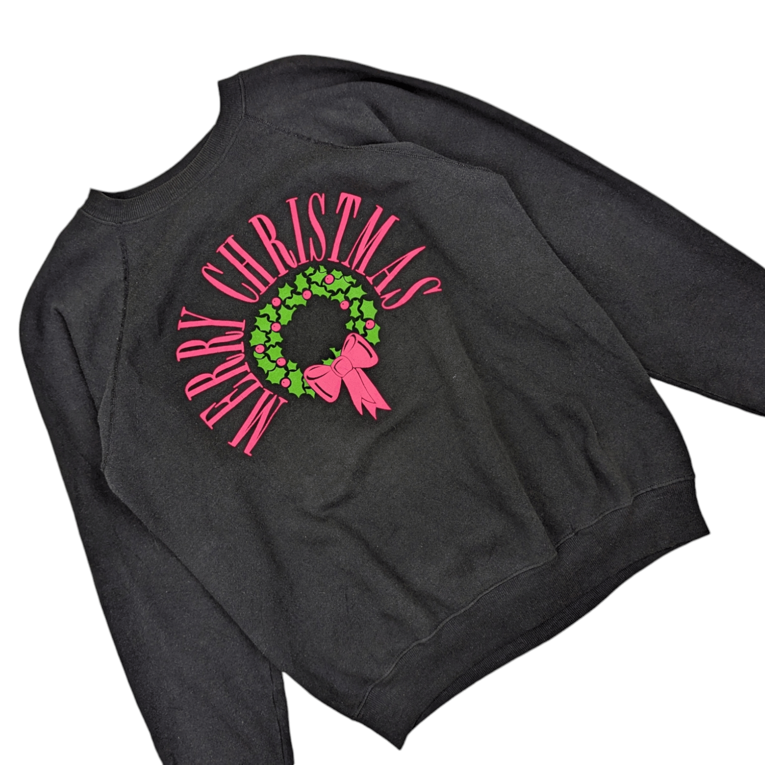 Hanes Vintage 80's MERRY CHRISTMAS Big Spell Out Jumper Sweatshirt Size US L / EU 52-54 / 3 - 3 Thumbnail