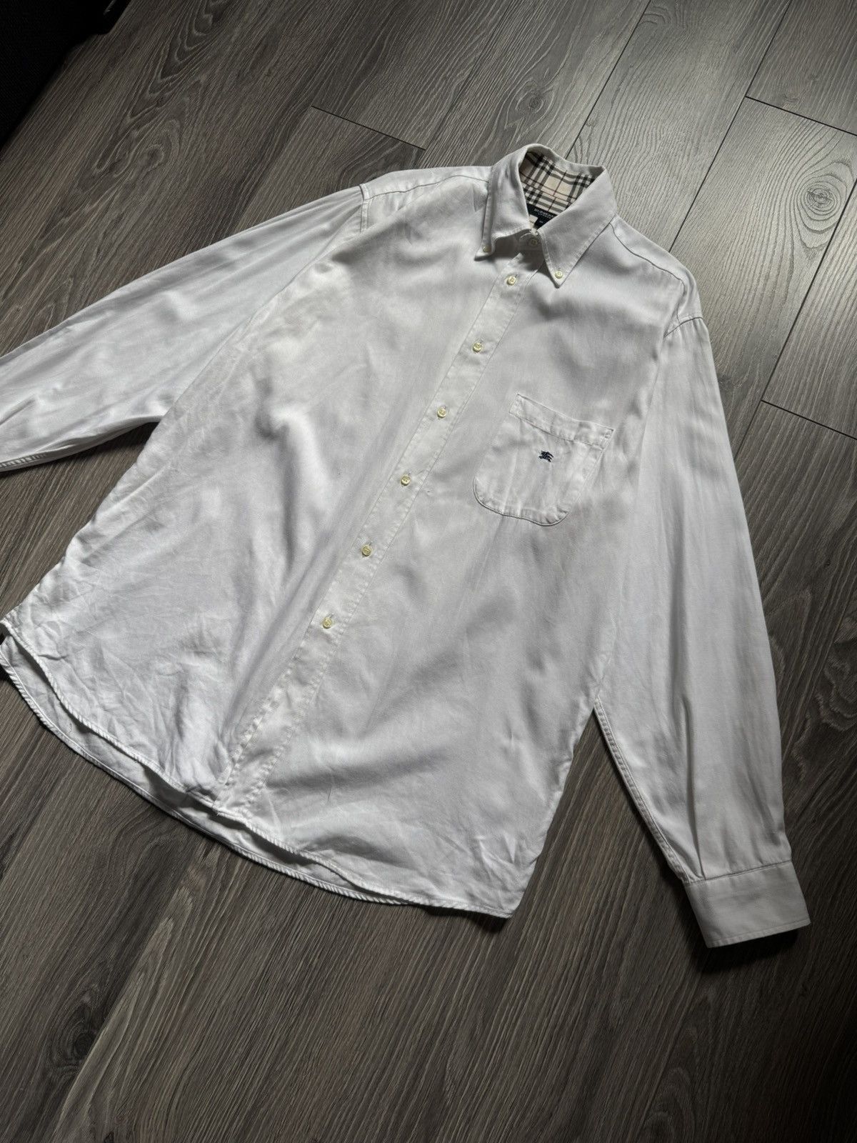 Burberry Burberry White Checkered Shirt Size US L / EU 52-54 / 3 - 1 Thumbnail
