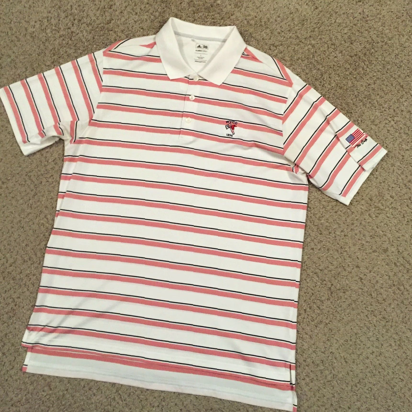 Adidas Adidas Polo Shirt Mens Large Red Striped Short Sleeve Climacool Polo Shirt L Red Mens Size US L / EU 52-54 / 3 - 2 Thumbnail