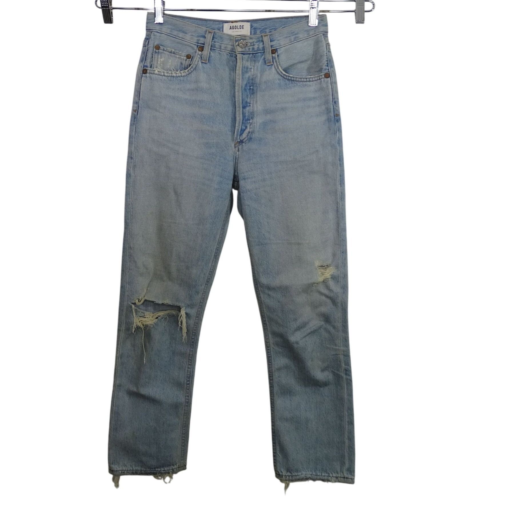 Agolde Agolde Riley High Rise Slim Straight Ripped Jeans Size 25 Li Size 25" / US 0 / IT 36 - 1 Thumbnail