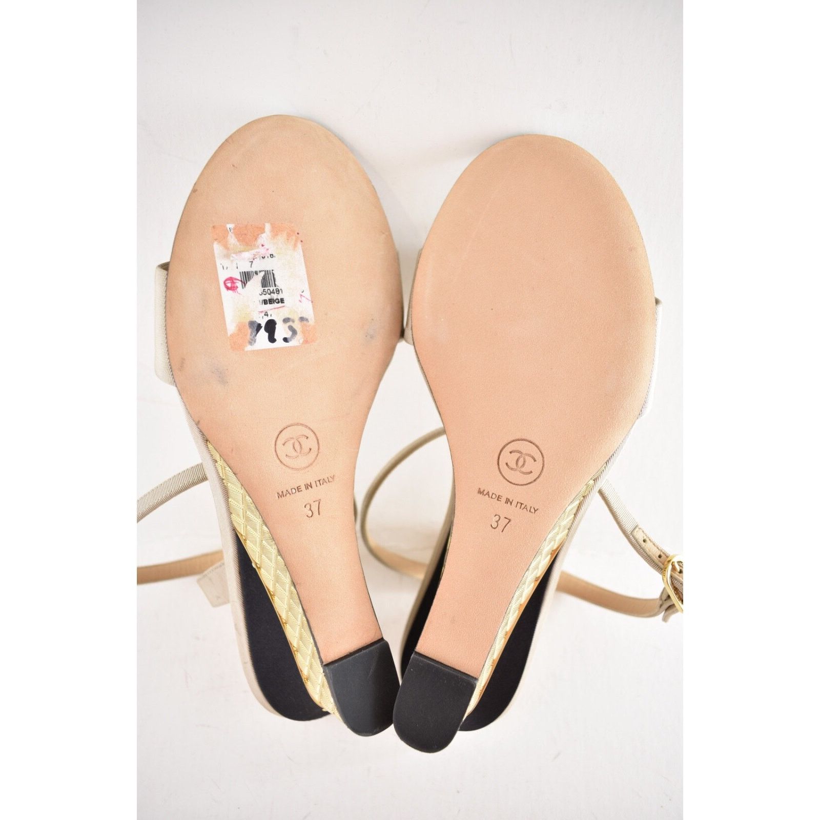 Chanel 17PGrosgrain Pearl CC Ankle Strap Sandals Wedge Heel Pump 37 Size US 7 / IT 37 - 13 Thumbnail