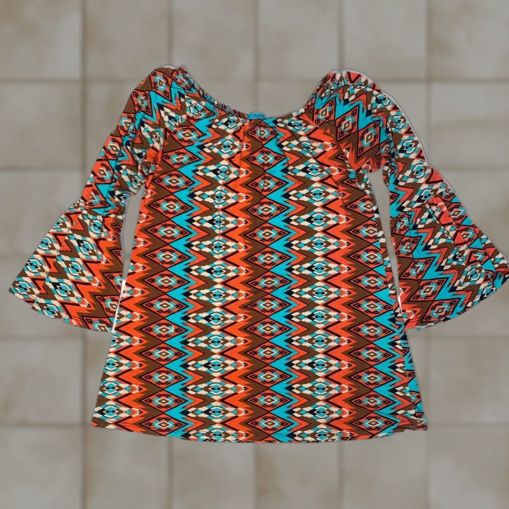 Bell Turquoise Haven Dress Southwestern Midi 3/4 Sleeve Bell Ruffle Print Size M Women Feminine Casual Shirt? Size M / US 6-8 / IT 42-44 - 1 Thumbnail