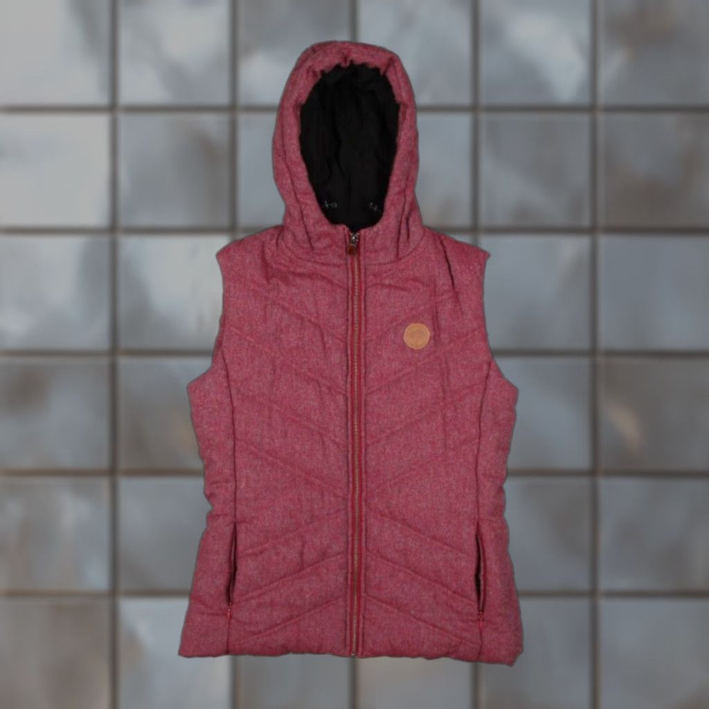 Vintage Arbor Vest Womens Medium Red Wool Blend Hooded Full Zip Quilted Fleece Lined Size M / US 6-8 / IT 42-44 - 1 Thumbnail