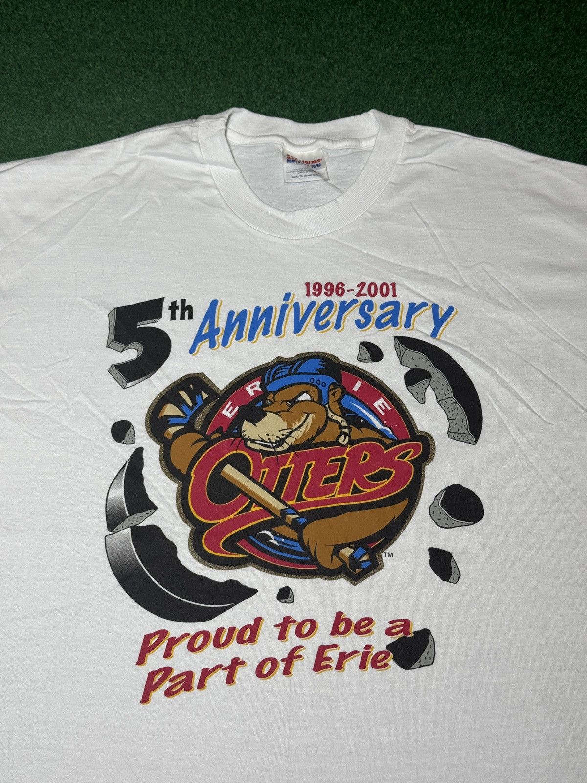 Hanes Erie Otters 5 Year Anniversary Vintage Hockey XL T Shirt Size US XL / EU 56 / 4 - 2 Thumbnail