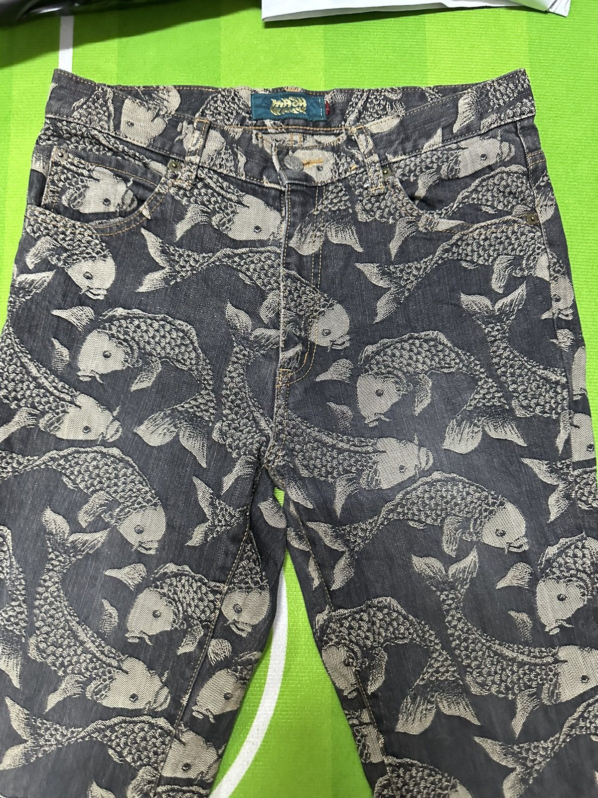 Japanese Brand Mash mania overprint Koi fish flair jeans Size US 32 / EU 48 - 4 Thumbnail